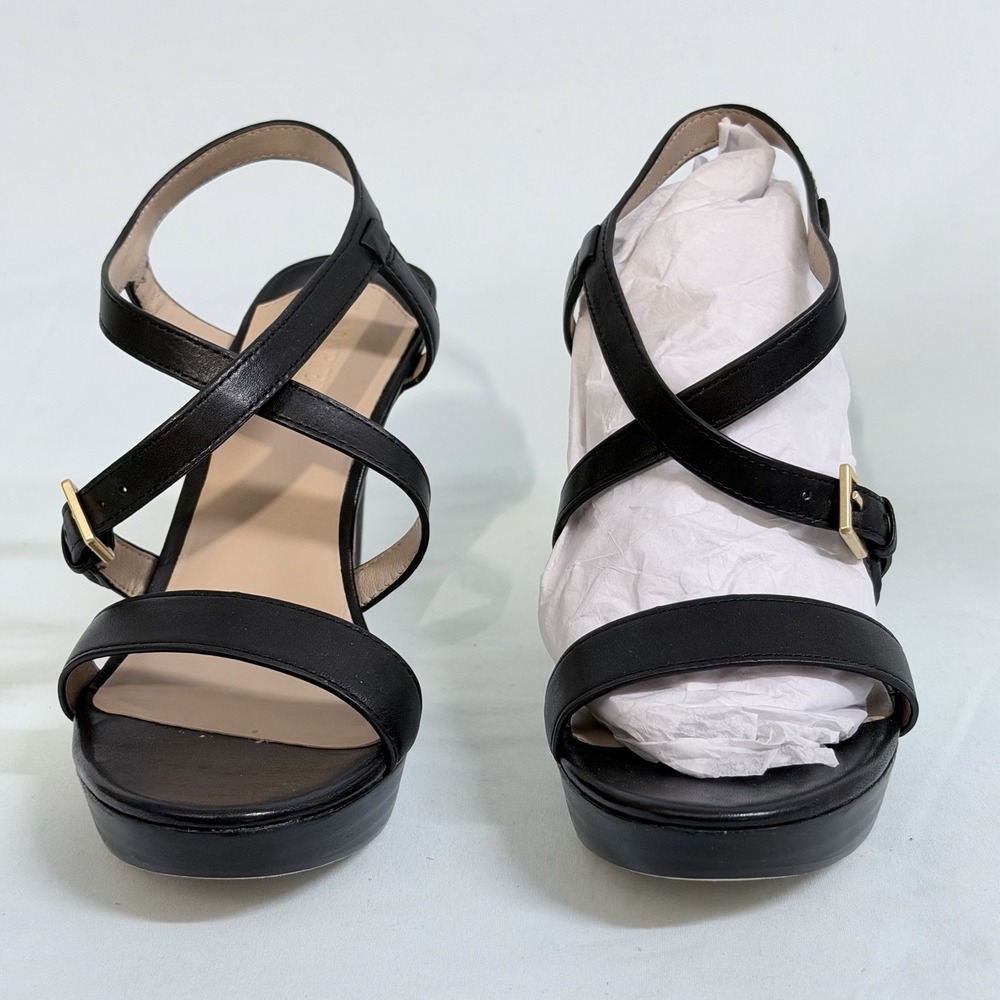 Lauren Ralph Lauren Size-5.5 B Kerri Burnished Black Leather Strappy Heel - Picture 9 of 10